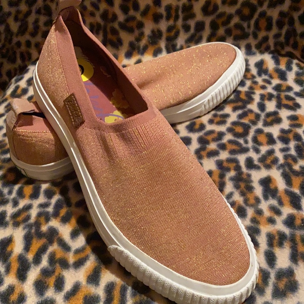 Blowfish Malibu Women’s Knit Glitter Slip On Sneakers Gold Mouve - Picture 15 of 16